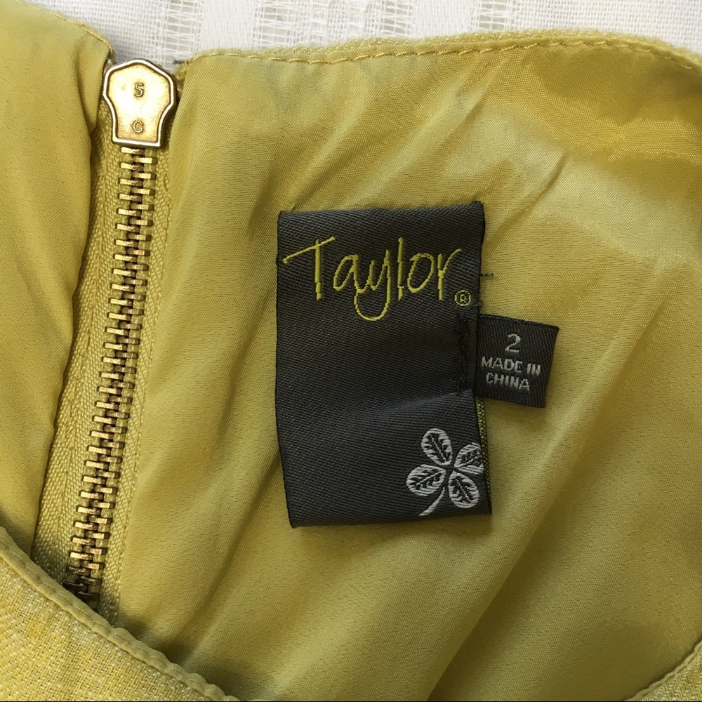 Nordstrom Taylor Linen Citron Green Dress, sz 2 - Picture 2 of 8